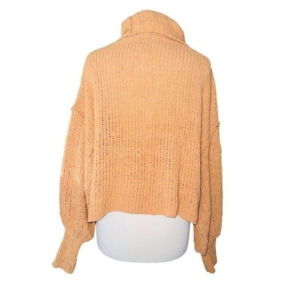 FP1 Free People Be Yours Cowl Neck Camel Pullover sweater size Small Oversized - Picture 3 of 10